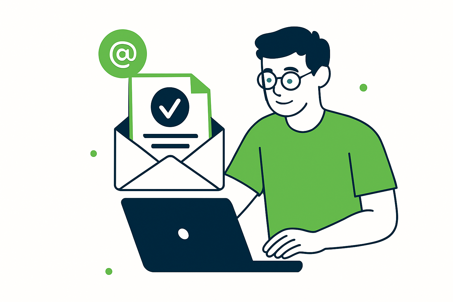 Illustration d’un client recevant par email son document de pré-réservation de billet d’avion pour visa